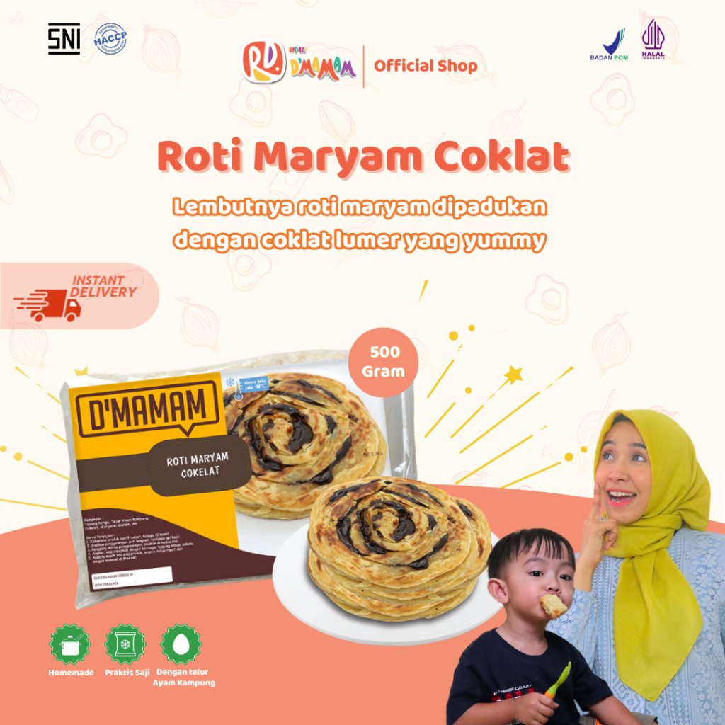 

D'MAMAM SBY Roti Maryam Coklat 500g Homemade / Roti Cane Coklat / Roti Canai Coklat