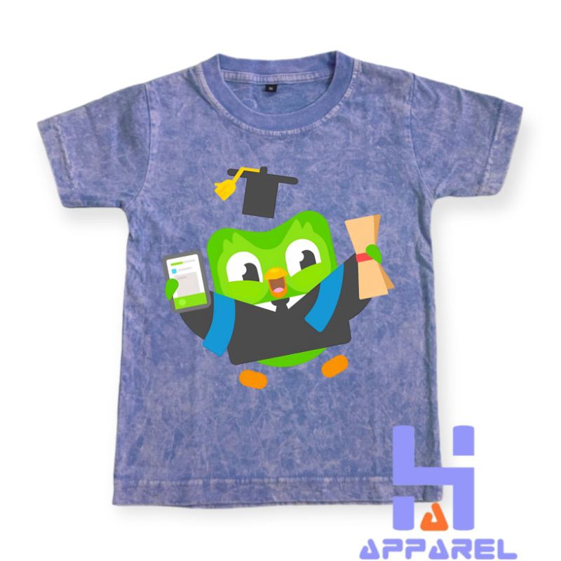 BAJU ANAK KAOS ANAK WASHED DUOLINGO KARAKTER