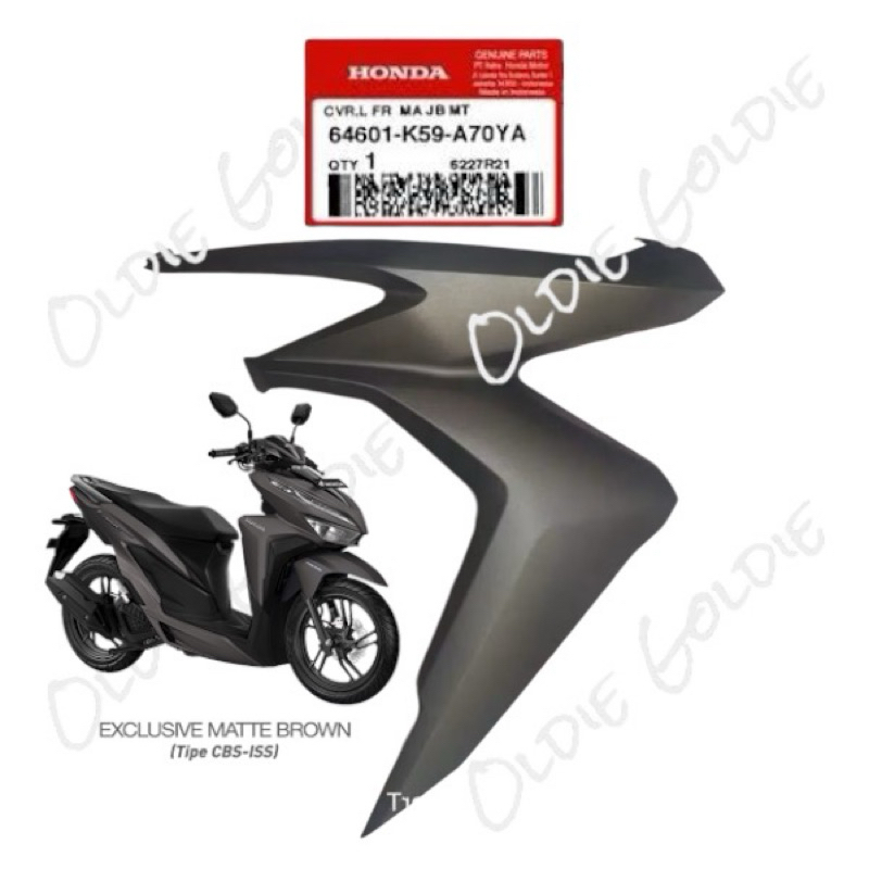 64601-K59-A70YA Cover Sayap Kiri Vario 125 150 2018 - 2021 Coklat Dof