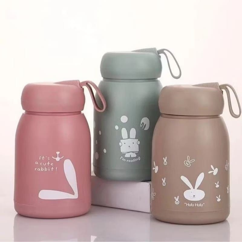 Botol Minum Kaca Kelinci 330ML Termos Kaca Rabbit Mini Tumbler Import Botol Kaca Mini Termos kaca Tu