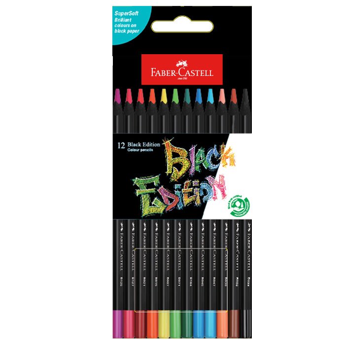 

Faber-Castell Black Edition Colour Pencils set-12 Pensil Warna Kayu 12 Warna Panjang