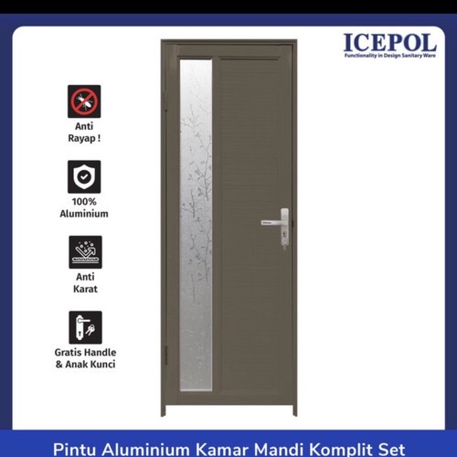 Pintu Kamar Mandi Aluminium Icepol IC-008B Coklat