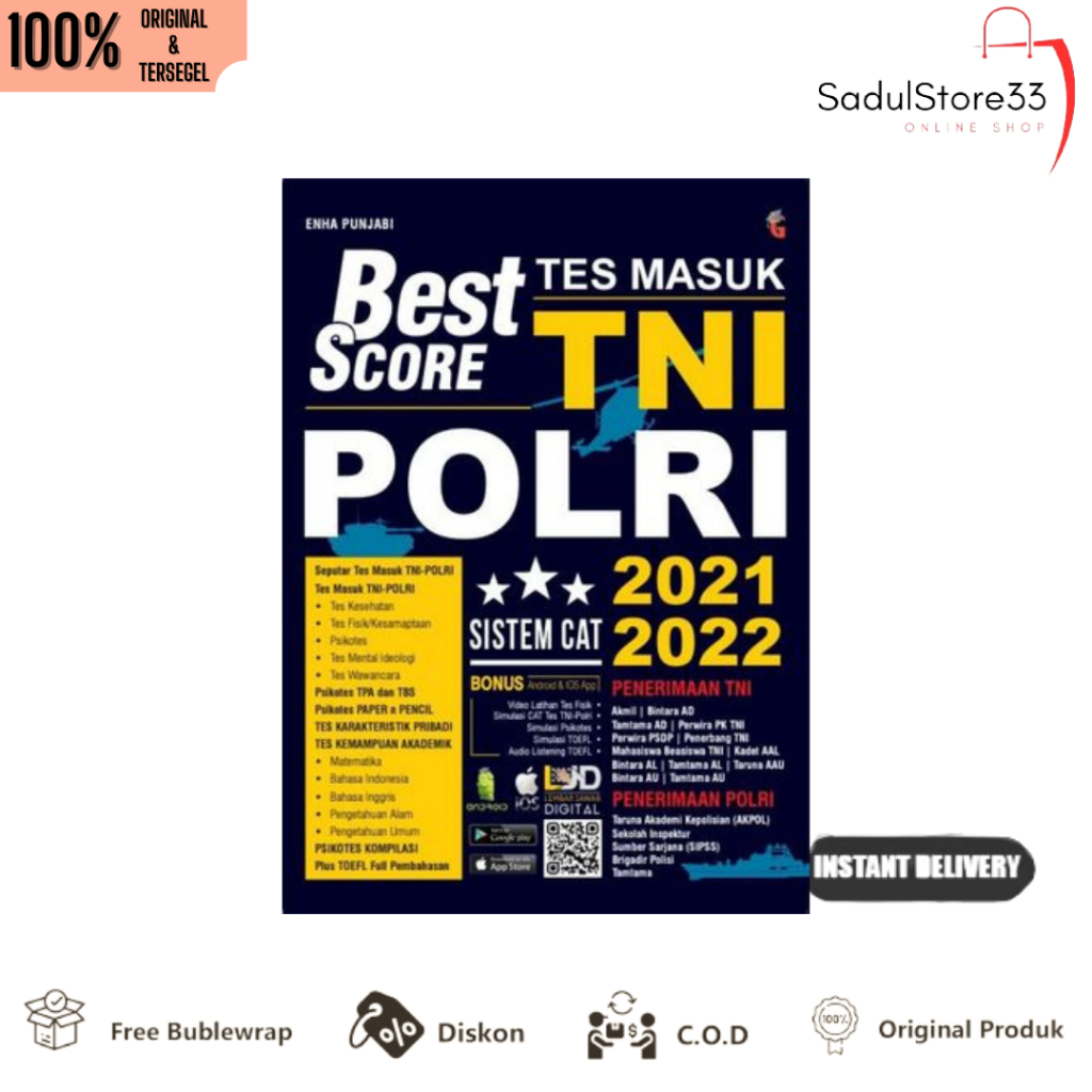 BUKU TES TNI POLRI - BEST SCORE TES MASUK TNI POLRI SISTEM CAT 2021-2022