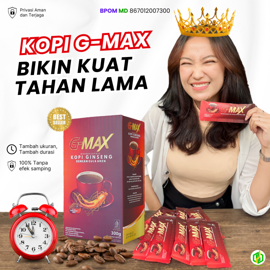 

Kopi Gmax Original - Kopi Stamina Pria Tahan Lama - G-MAX Kopi Ginseng Dengan Gula Aren Aman BPOM