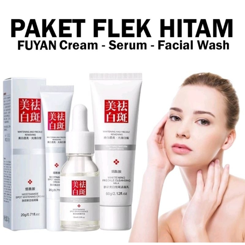 [1 SET 3IN] Fuyan Paket Perawatan Wajah Glowing / Fuyan Whitening Spots sabun & Cream & Serum