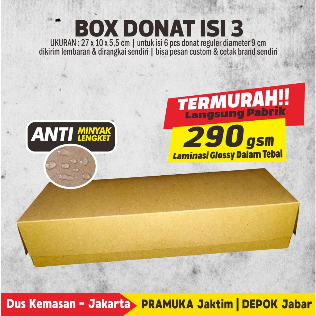

Box Donat uk 27 x 10 x 5,5 cm Kraft Laminasi Polos