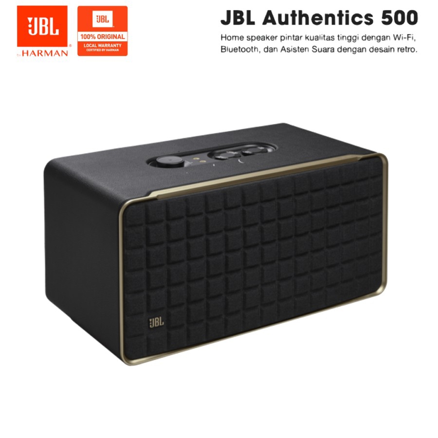 JBL Authentics 500 Speaker Nirkabel Retro Style Hitam, Emas