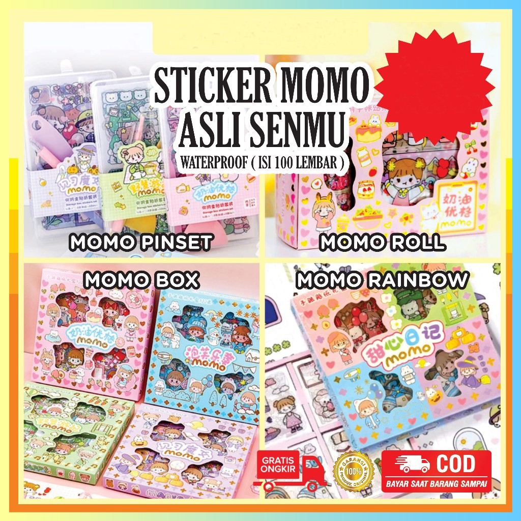 

Sticker Momo Waterproof Dapat Box isi 100 Lembar Stiker