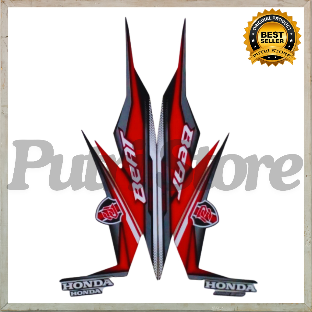 Stiker Striping Honda Beat Fi 2019 Lis Hitam Merah List Body Motor Honda Beat Fi 2019