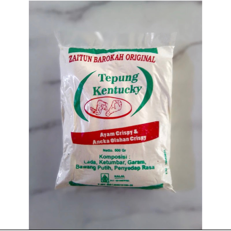 

Tepung Bumbu Kentucky ZAITUN BAROKAH Original / Tepung Bumbu Crisphy Serbaguba / Tepung Crisphy 1/2 KG
