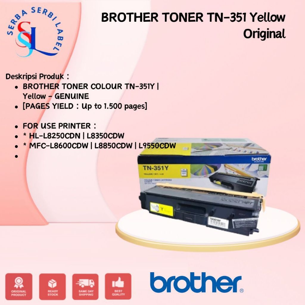 BROTHER Toner TN-351Y | TN351Y | TN351 Y Original Yellow