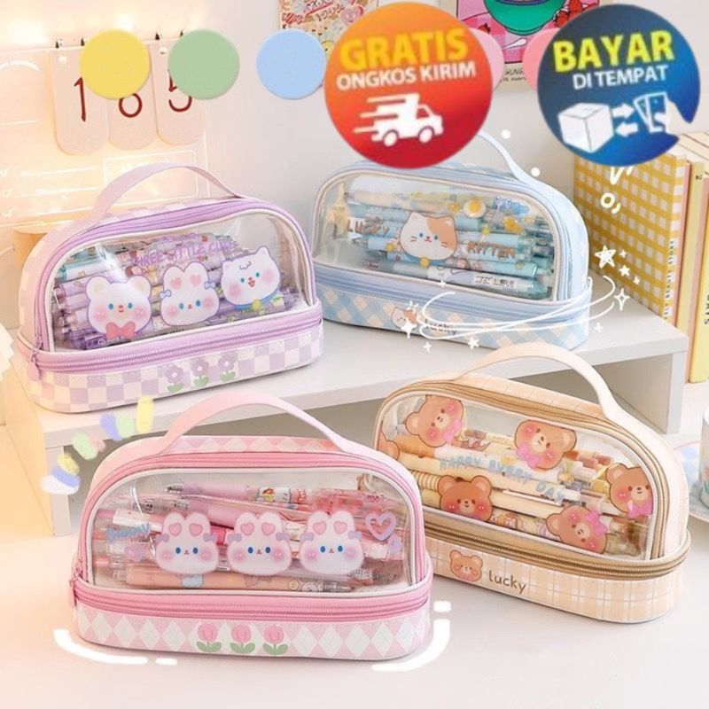 

GOKIDO - KP195 TEMPAT PENSIL KOTAK PENSIL TRANSPARAN PVC PENCIL CASE STATIONARY TAS PENSIL SEKOLAH LUCU KOTAK PENSIL ANAK