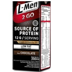 L-Men Susu Cair Whey Protein 2 Go Chocolate 200 ml