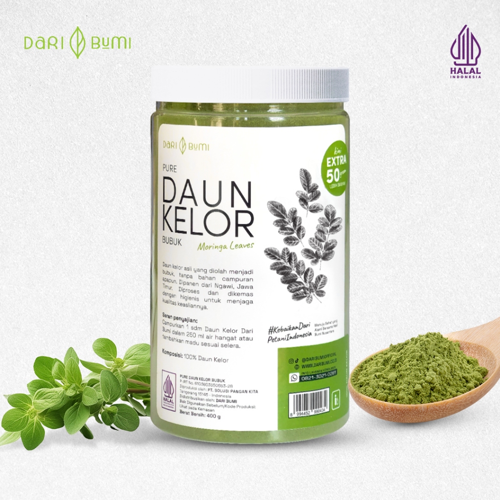 

Serbuk Daun Kelor DARI BUMI 400 + EXTRA 50 gram - Bubuk Moringa Minuman Herbal