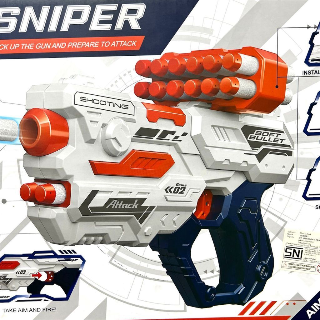 【HTS】 Mainan Edukasi Anak Elite Sniper/Senapan Nerf Soft Bullet Gun Mainan Anak Nerf Gun