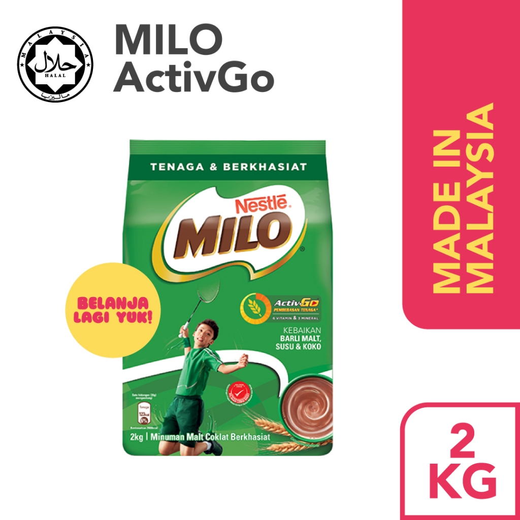 

NESTLE MILO ActivGo Malaysia Susu Bubuk Coklat Original Malaysia bukan MILO Singapore (2kg)