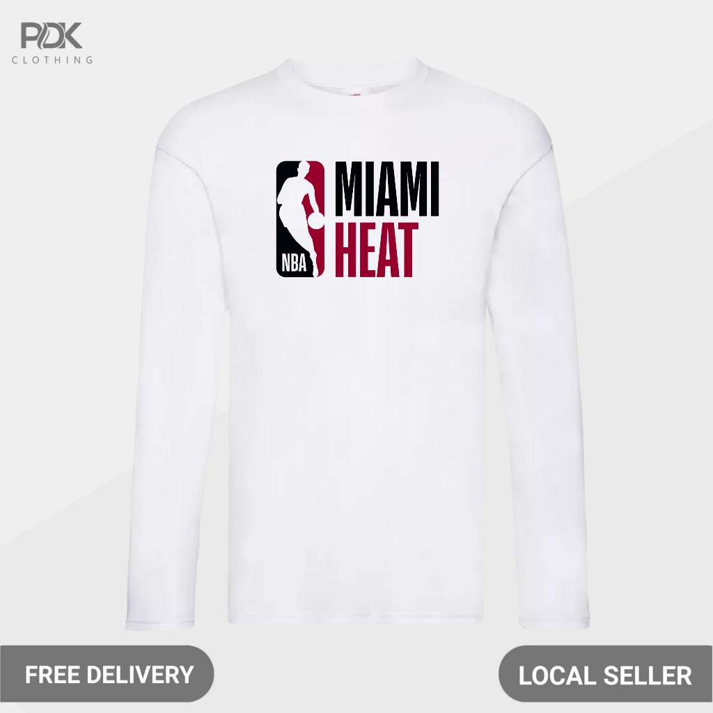 Kaos Pria Baju Lengan Panjang Basketball Miami Heat NBA