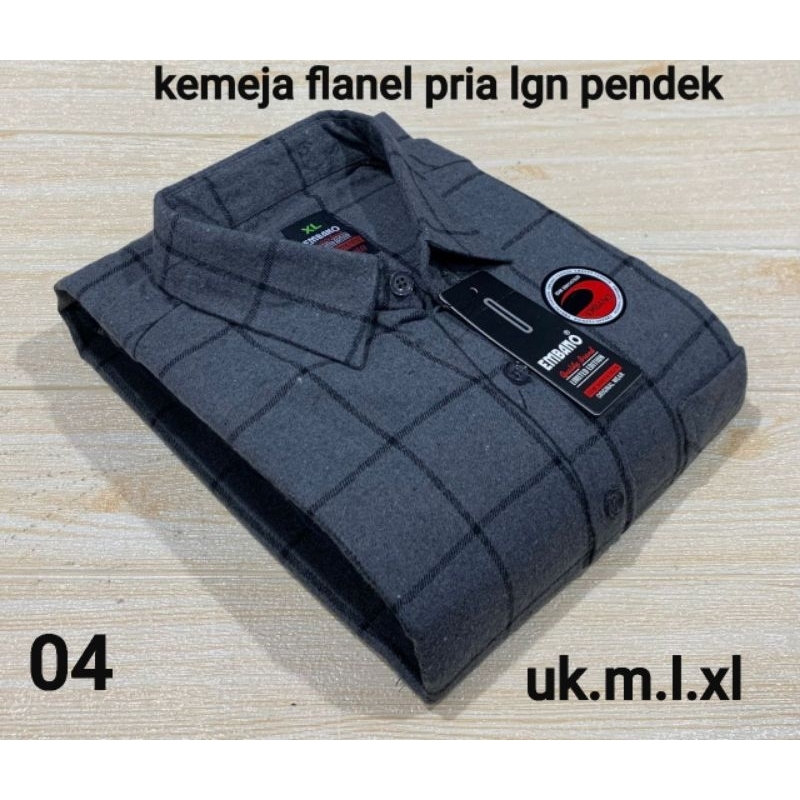 BAJU KEMEJA FLANEL PRIA EMBANO LENGAN PENDEK UK M.L.XL