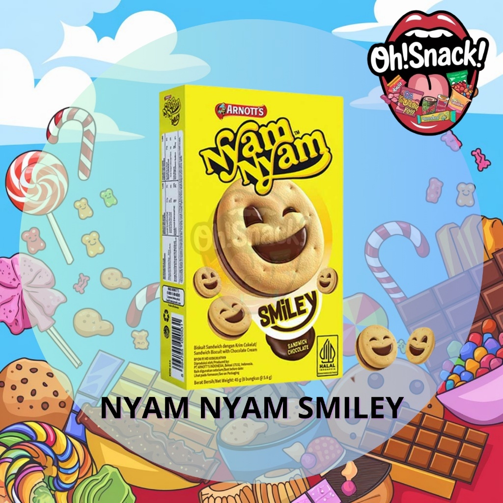 

Nyam Nyam Smiley Biscuit Sandwich Chocolate Box Besar