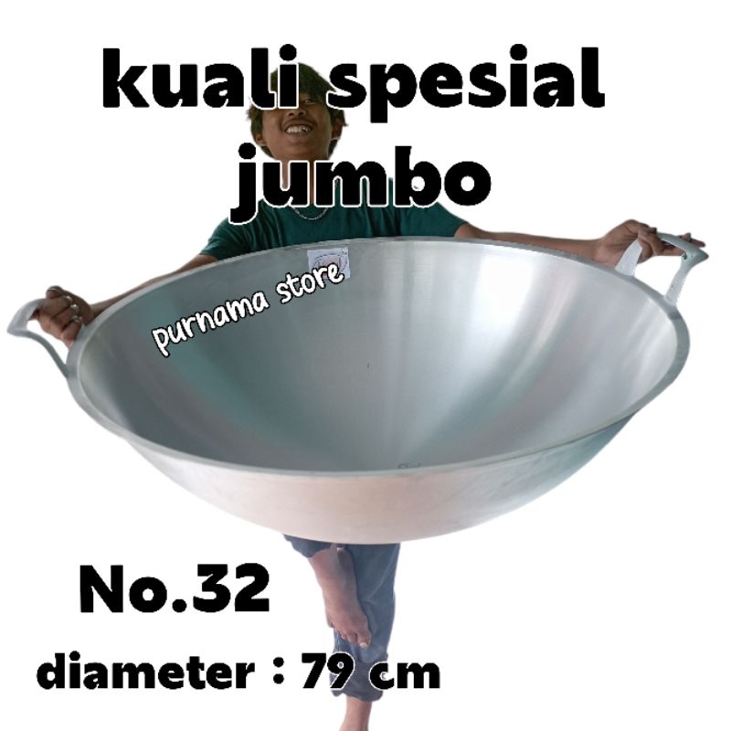 Wajan Kuali Kancah Besar Penggorengan Jumbo No.30.32 Katel Anti Lengket Bahan Alumunium Tebal