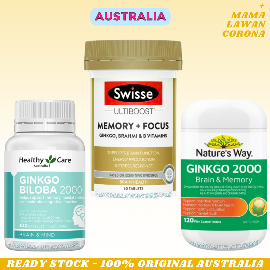 Healthy Care Ginkgo Biloba 2000mg 100 Capsules Softgel Capsule Gingko Ginko Kapsul / Ultiboost Memor