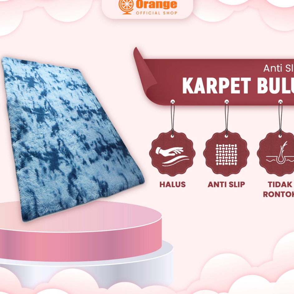 KUALITAS TERJAMIN Orange Karpet bulu rasfur tebal ukuran 12cmx18cm Karpet bulu tebal aesthetic Karpe