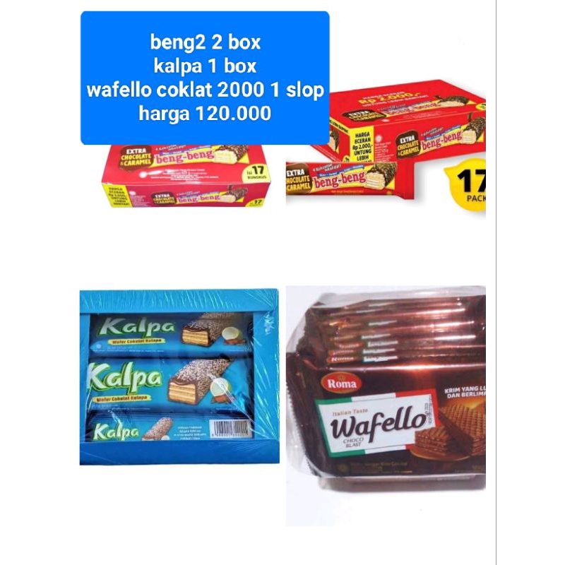 

paket,beng2 2box,kalpa 1box,wafello 2000 1slop