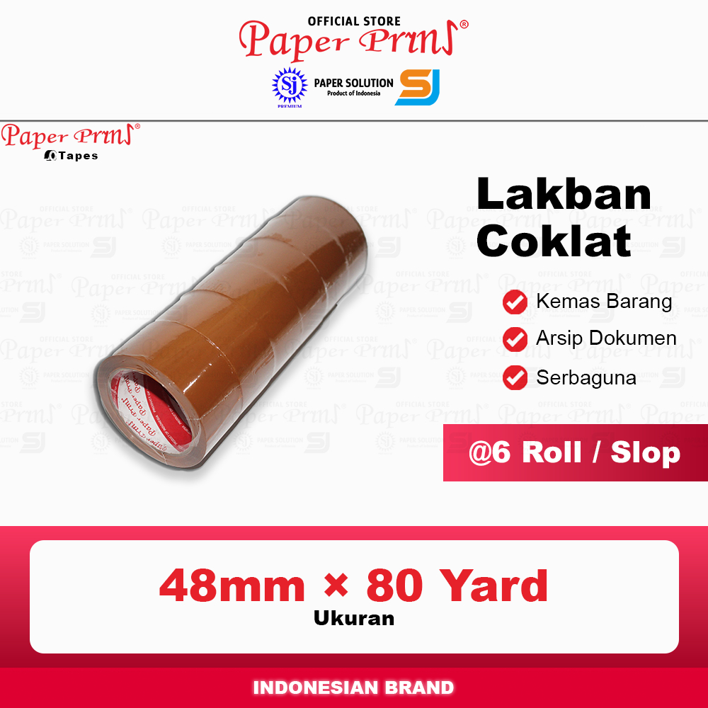 

Lakban Coklat Packaging Tape 2 Inci Paperpryns 48mm X 80 yard (@1 Slop isi 6 Roll)