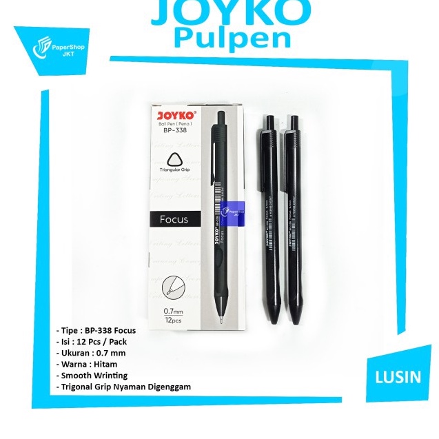

MURAH MERIAH Pulpen Ballpen BP 338 Focus Black Hitam Lusin