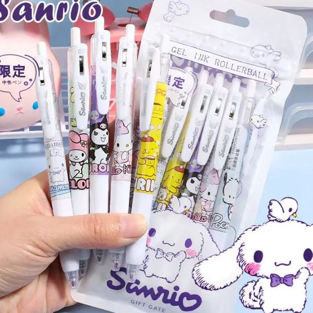 

READY STCOK 6 pcs Pulpen Gel Sanrio 5mm Pen Mekanik Jel Fancy Cinamoroll Kuromi