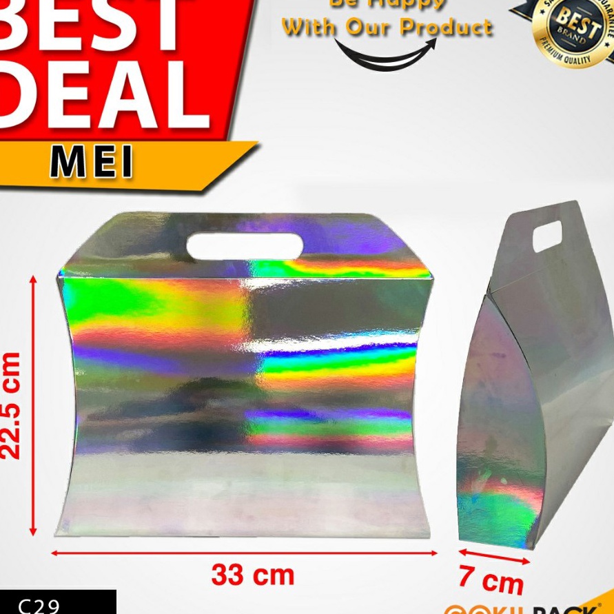 

KUALITAS TERJAMIN Pillow Box Kotak Hadiah Souvenir Hologram Kotak Kado Hologram Mewah C29