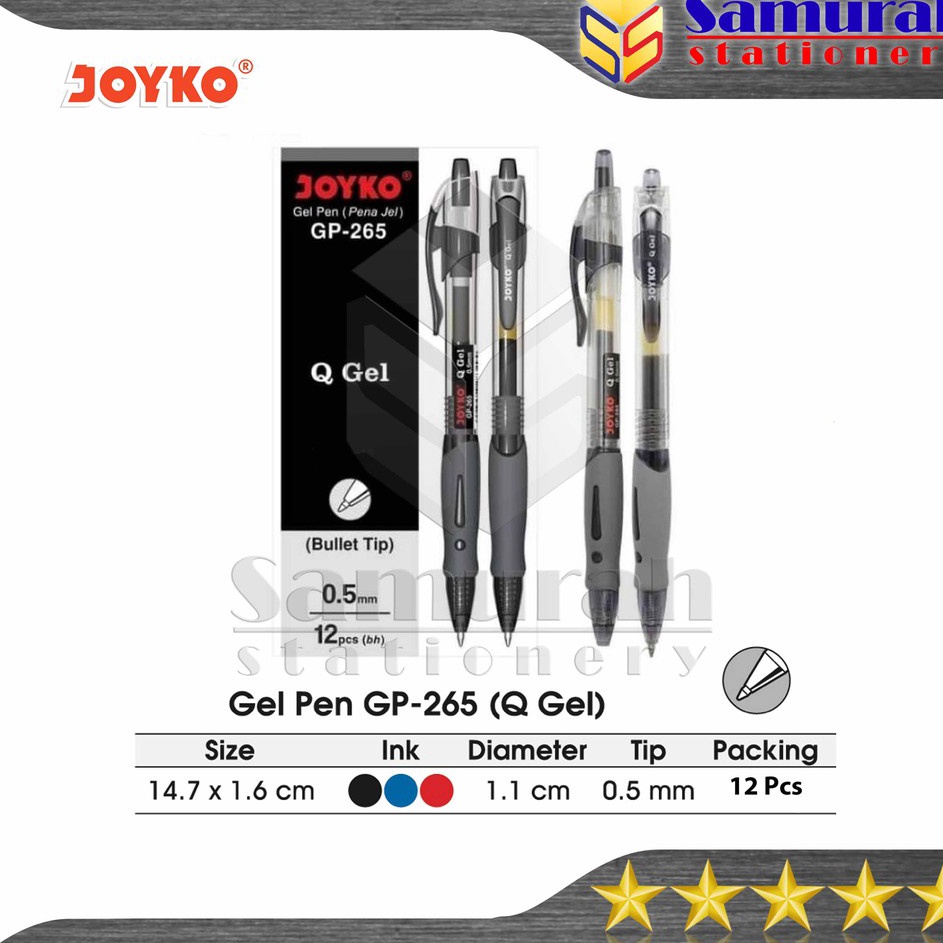 

BIG SALE Gel Pen Q Gel GP 265 GelPen QGel GP265 5 mm Pulpen JK GP265 Hitam Biru Merah Cetek