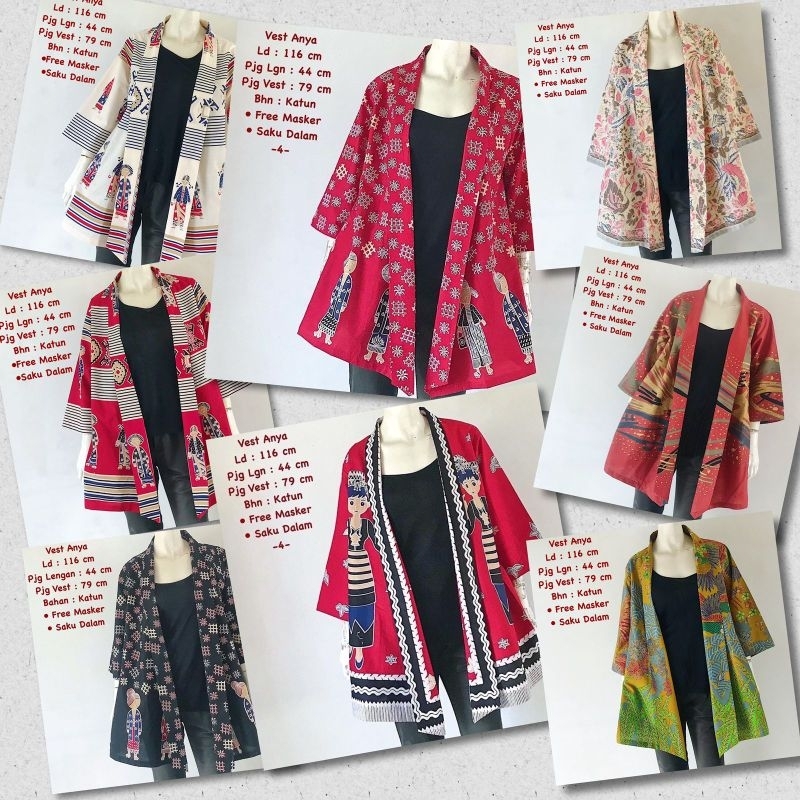 Vest Outer Bolero Batik Cardigan Batik Katun Batik Modern Batik Kerja Kantoran Batik Wanita Batik Ku