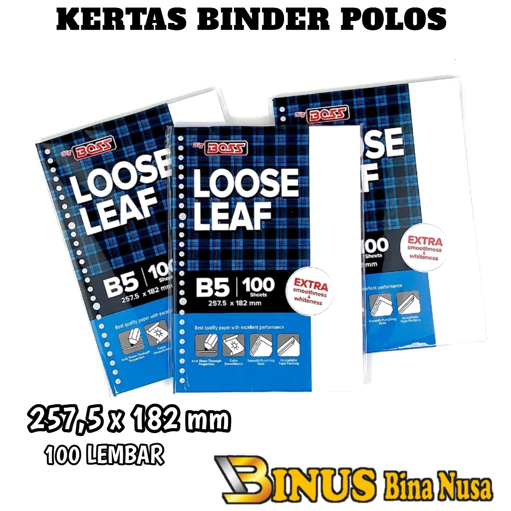 

ISI KERTAS FILE BINDER / LOOSE LEAF B5 ISI 100 LEMBAR