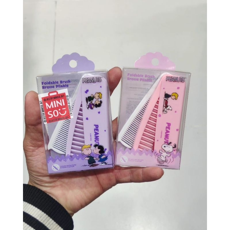 MINISO 🆕 Sisir Lipat / Foldable Brush SNOOPY COLORFUL LIFE (Purple / Pink)