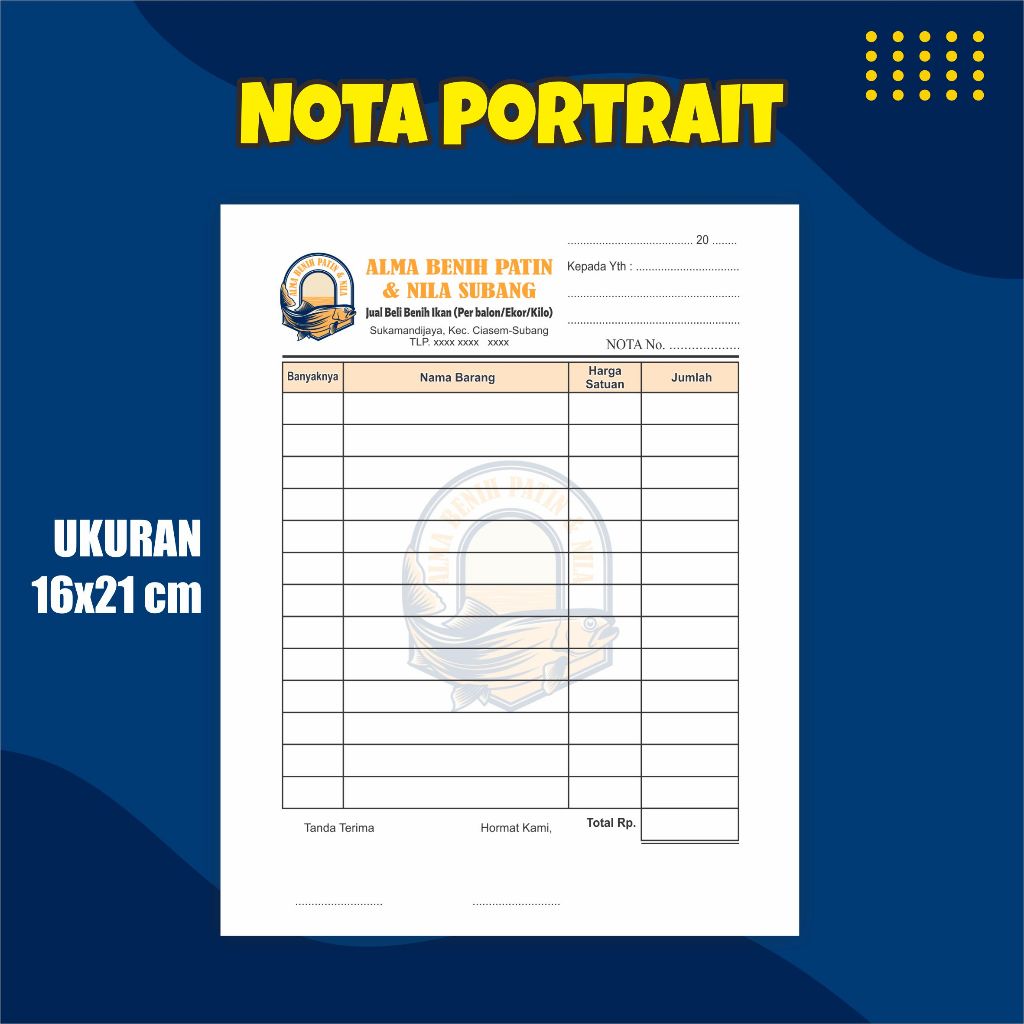 

HJK Nota Custom 1 Ply 2 Ply 3 Ply Satuan 1/2 Folio Isi 100 Dan 150