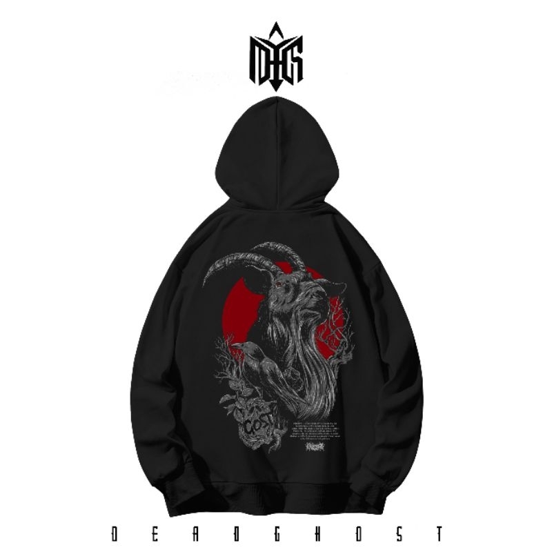 Hoodie Gost Distortion / Hoodie Satanic / Hoodie Hitam Premium / Pullover / Baphomet