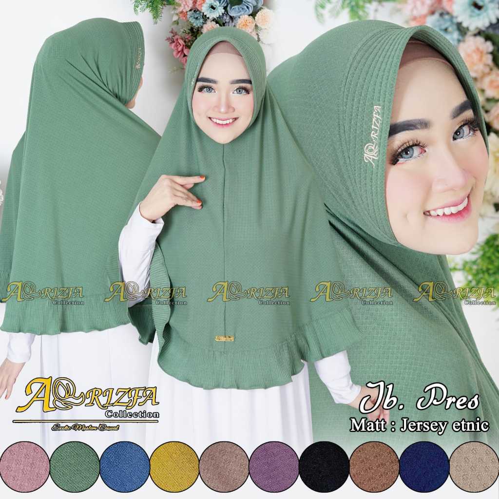 Hijab Jilbab Khimar Instan Jumbo Bergo Instan Pad Jersey Motif Etnic Ori Arrizfa JB Press Etnic