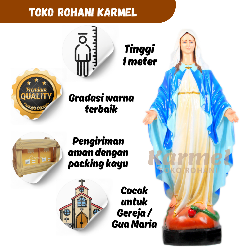 PATUNG MARIA 1 METER / PATUNG BUNDA MARIA UKURAN BESAR /  JUMBO / PATUNG MARIA TANGAN TERBUKA