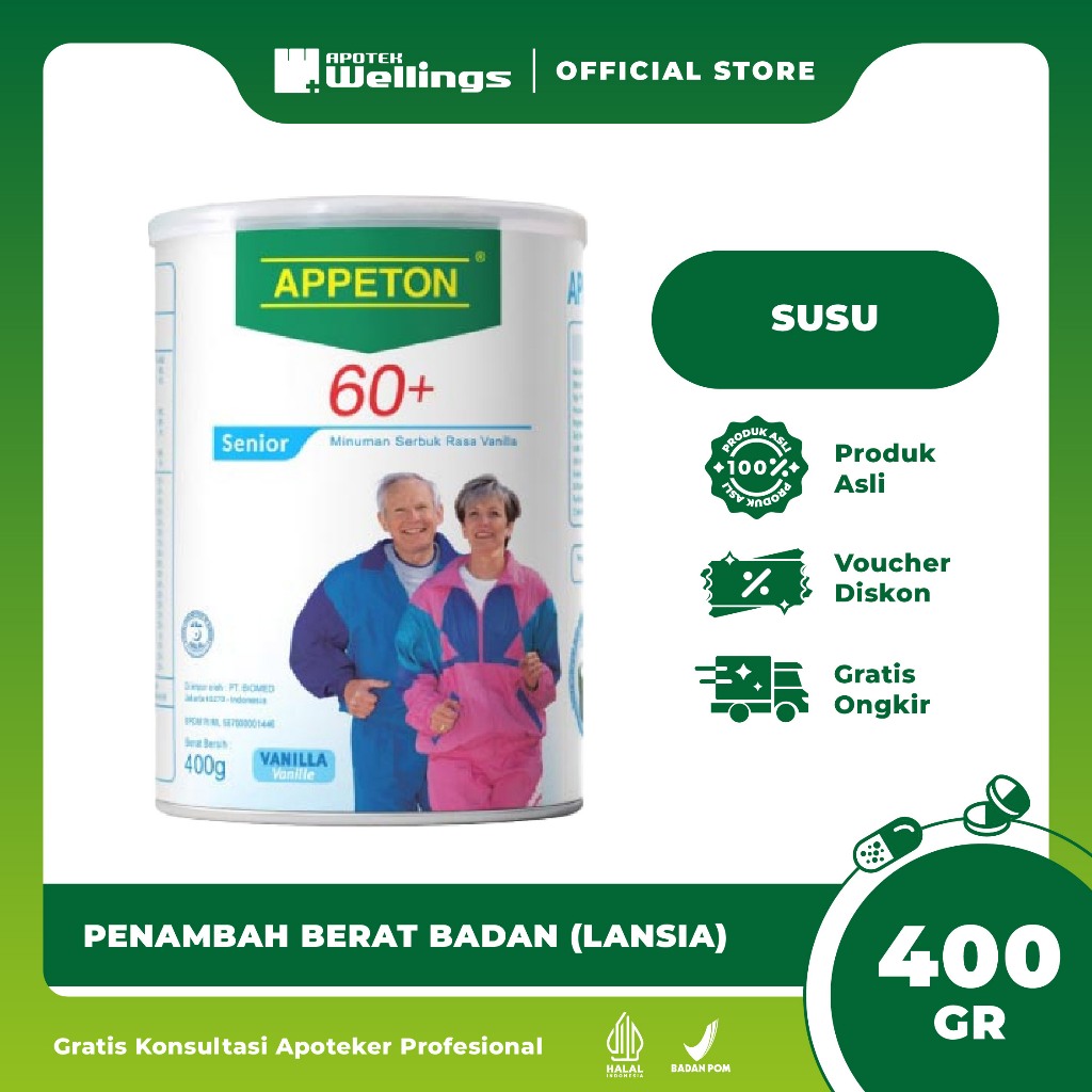 

Appeton 60+ Susu Nutrisi Lansia (Usia 60 Tahun Ke Atas) 400gr