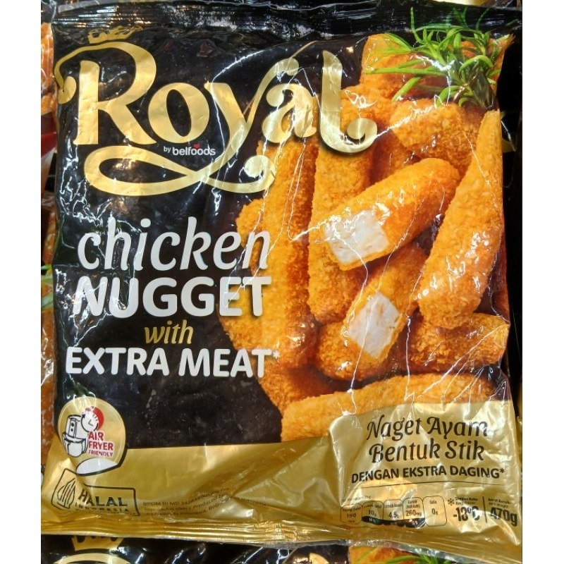 

ROYAL Chicken Nugget With Extra Meat Nuget Ayam Drummies Dengan Extra Daging Bentuk Stick 470g - HM