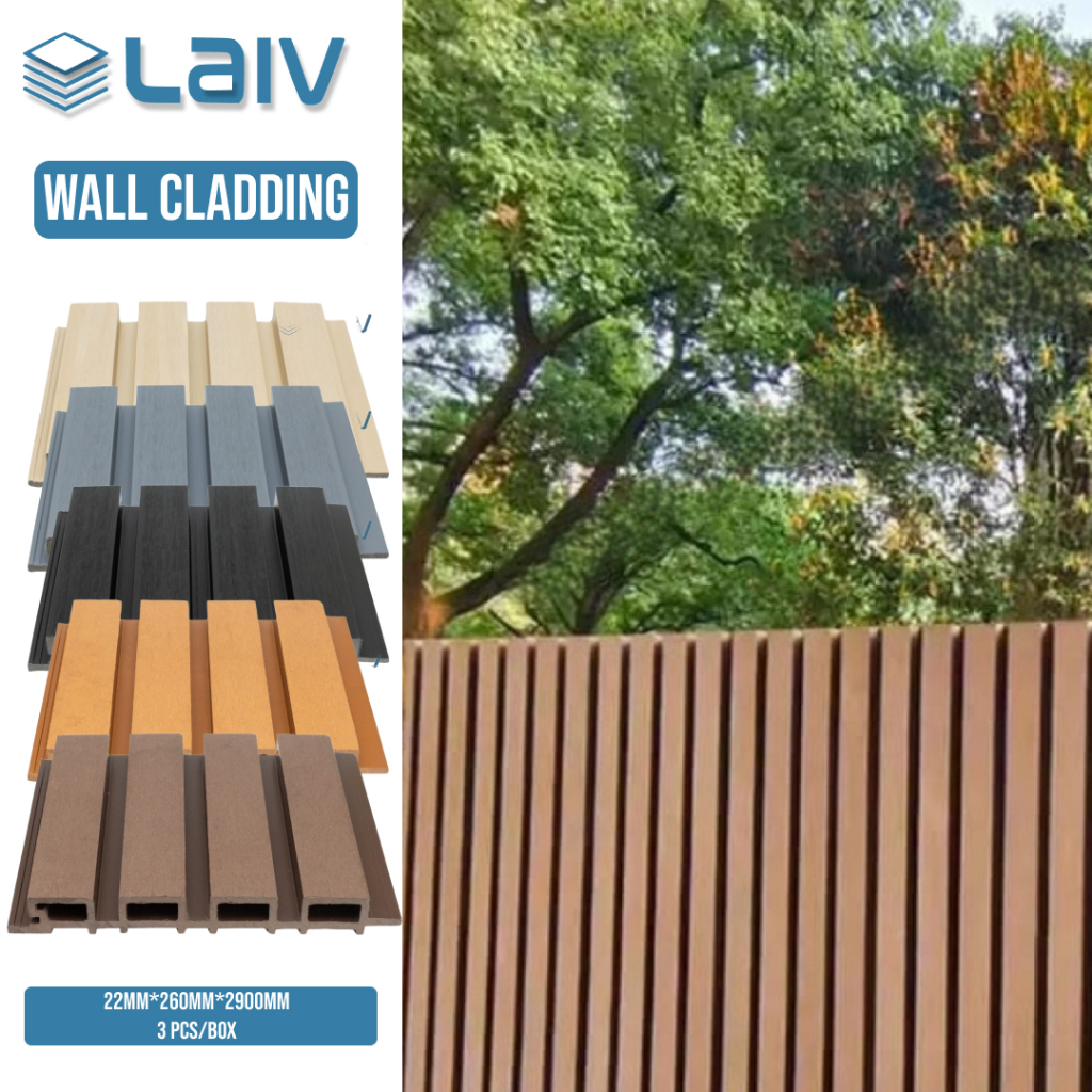 LAIV Wall Cladding WPC Wood Panel Kisi Kisi WallPanel Outdoor Dinding Pagar Wall Panel Exterior