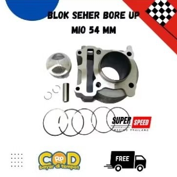 BLOK SEHER BORE UP 54mm (130cc) & BORE UP 58,5 mm (150cc) 1 set siap pasang pnp mio sporty, soul, sm