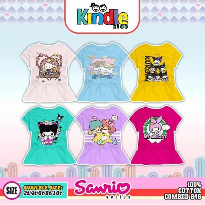 Kaos Pendek Anak Perempuan Kindle Kids | Kaos Sanrio | Kaos Kuromi | Size 2-10 Tahun