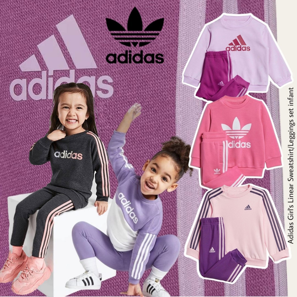 (PS-003) Adidas Setelan Sweater Kaos Celana Panjang anak perempuan 4-14 Tahun