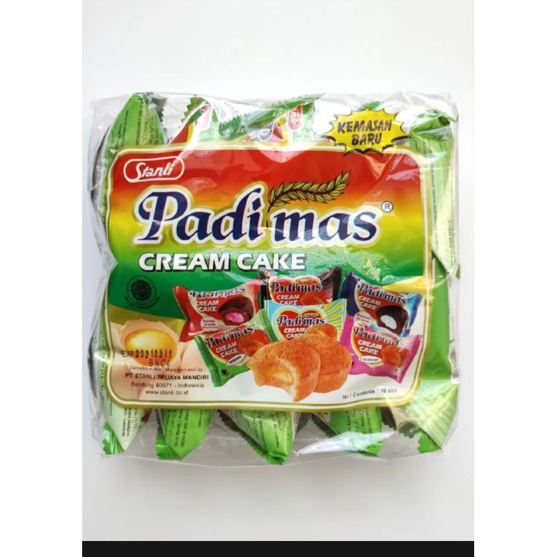 

Bolu Padimas/ padi mas cream coklat strawberry pandan 1 pak isi 10 pcs