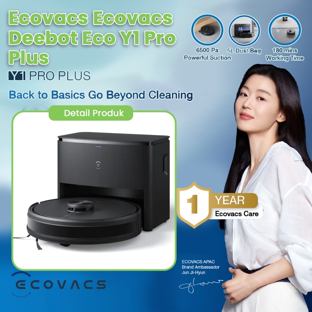 Ecovacs DEEBOT Y1 Pro Robot Vacuum and Mop - Pembersih Lantai Otomatis