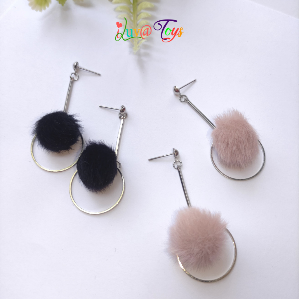 ANTING BESI BULAT POMPOM / ANTING POMPOM / ANTING JURAI BULAT / ANTING BULAT BESI / ANTING PESTA 775