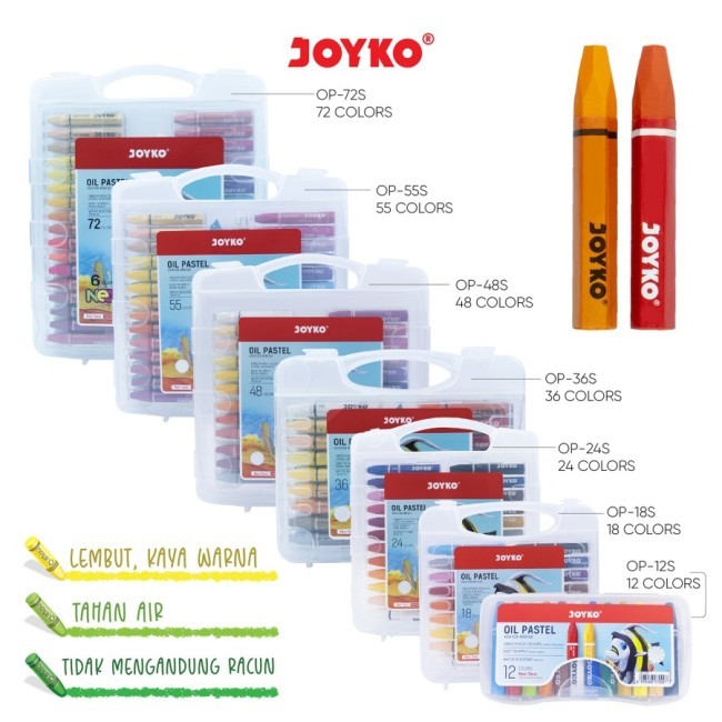 

Crayon / Oil Pastel Joyko 12 18 24 36 48 55 72 Warna