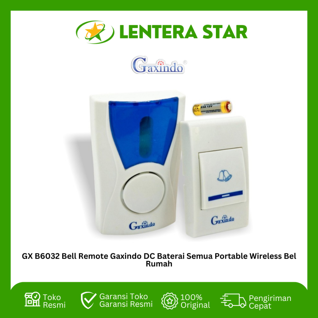 GX B6032 Bell Remote Gaxindo DC Baterai Semua Portable Wireless Bel Rumah